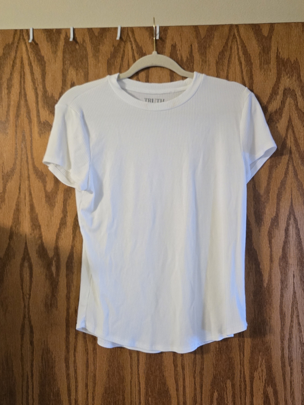 Truth By Republic White Ribbed Tee